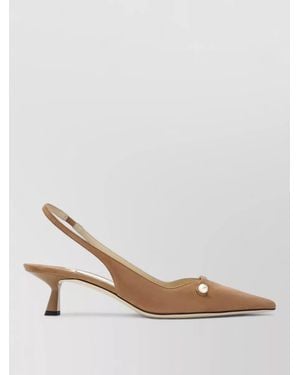Jimmy Choo Kitten Heel Court Shoes Pearl Detail Pointed Toe - Multicolour