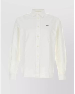 Prada Long Sleeve Point Collar Oxford Shirt - White