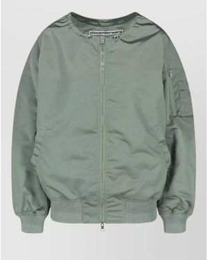 Alexander Wang Casual Coat Ribbed Cuffs Hem Pockets - Green