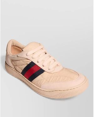 Gucci Leather Lace-Up Sneakers - Pink