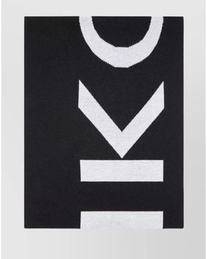 Pinko Wool Logo-Knit Scarf - Black