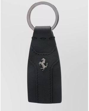 Ferrari Logo Keychain Featuring Metal Ring - Black