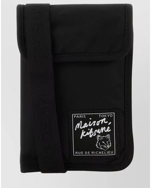 Maison Kitsuné Nylon Phone Case With Adjustable Shoulder Strap - Black