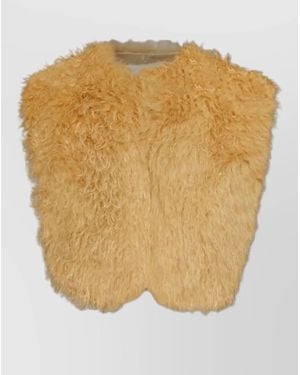 Isabel Marant Florana Faux Fur Vest Puff Sleeves - White