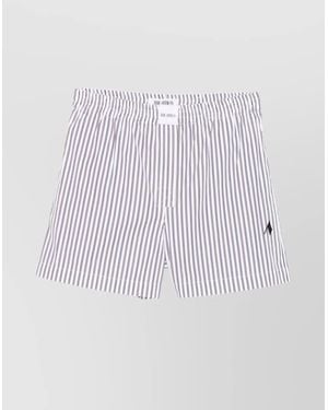 The Attico Striped Cotton Knee-Length Shorts - White