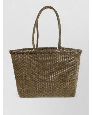 Dragon Diffusion Small B Weave Basket Bag Top Border - Natural
