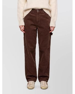 Haikure Cotton Corduroy Mid-Rise Cargo Jeans - Brown