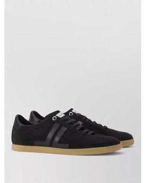 Lanvin Low Top Lace Up Sneakers Suede Stripes - Black