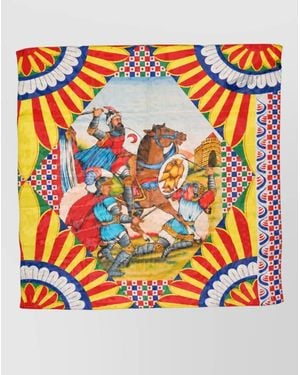 Dolce & Gabbana Silk Printed Scarf - Blue