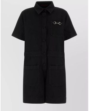 Gucci Denim Jumpsuit With Belt Loops And Pockets - Black