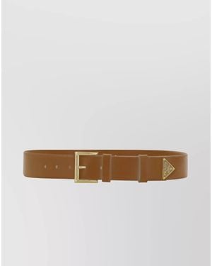 Prada Adjustable Calfskin Hammered Leather Belt - Brown
