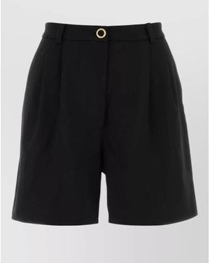 Alessandra Rich Stretch Crepe Bermuda Shorts High Waist - Black