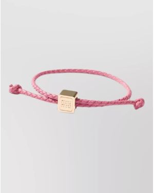 Miu Miu Leather Woven Bracelet - Pink