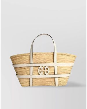 Tory Burch Ella Raffia Tote Bag - Metallic
