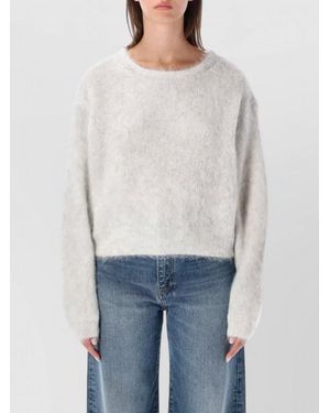 American Vintage Alpaca Cropped Loose-Fit Thick-Knit Sweatshirt - White