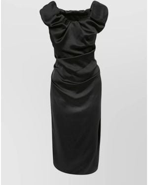 Vivienne Westwood Amber Ginnie Sleeveless Midi Dress Slit - Black