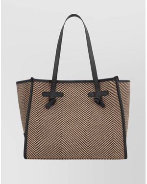Gianni Chiarini Chevron Pattern Leather Tote Bag - Natural