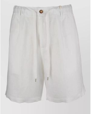 Tintoria Mattei 954 Tailored Bermuda Trousers Front Pleats Back Pockets - White
