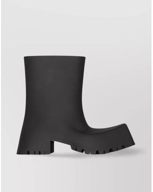 Balenciaga Trooper Calf-Length Rubber Boots With Block Heel - Black