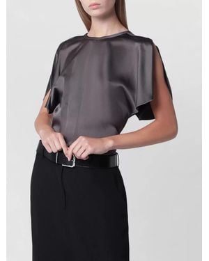 Victoria Beckham Relaxed Satin Sleeveless Top Round Neck - Gray