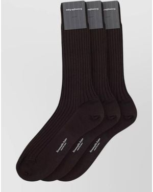 ZEGNA Ribbed Wool Socks - Black
