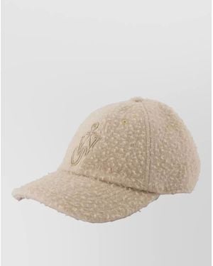 JW Anderson Wool Baseball Cap Curved Brim Logo - Natural