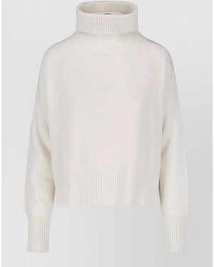 Ma'ry'ya Cropped Crewneck Top High Neck Ribbed - White