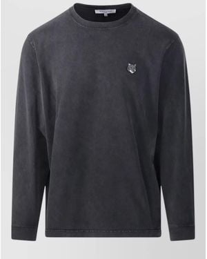 Maison Kitsuné Fox Head Knit Long Sleeve Top - Blue