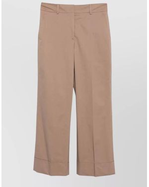 Incotex Wide Leg Cotton Trousers Belt Loops - Natural