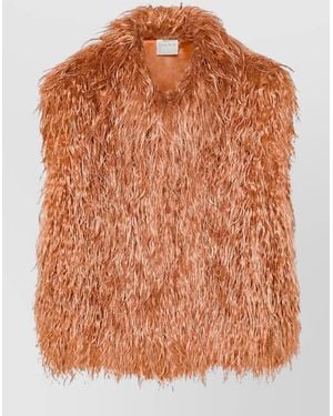 forte_forte Faux Fur Sleeveless Casual Vest Layering Piece - Brown