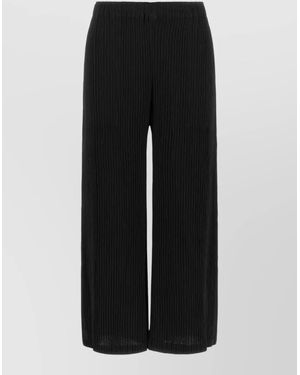 Issey Miyake Pleated High-Rise Cropped Wide-Leg Pants - Black