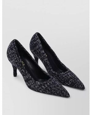 Prada Pumps Pointed Toe Textured Fabric Design - Black