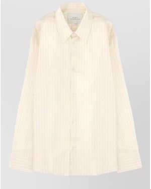 Studio Nicholson Silk Cotton Striped Shirt - Natural