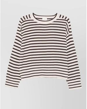 Closed Striped Ribbed Cashmere Jumper - White