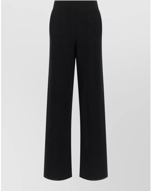 Max Mara High-Rise Wool Wide-Leg Knit Trousers - Black
