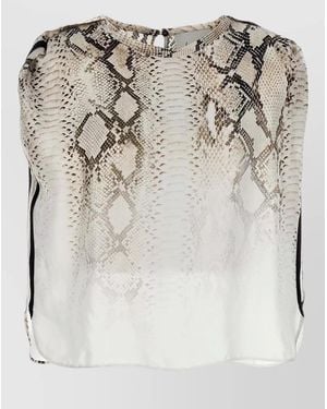 Nude Snake Print Blouse Button Detail - Multicolor