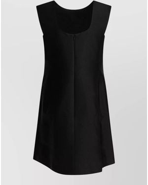 Sandbeige Silk Wool Mini Dress - Black