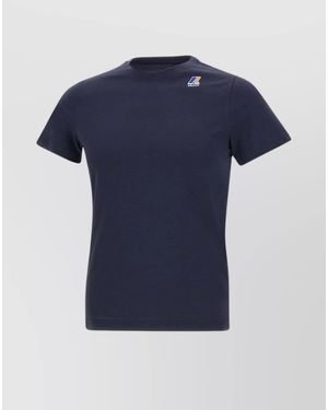 K-Way Cotton Logo Print Regular Fit T-Shirt - Blue