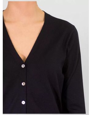 LA ROSE Cashmere Silk V Neck Cardigan - Black