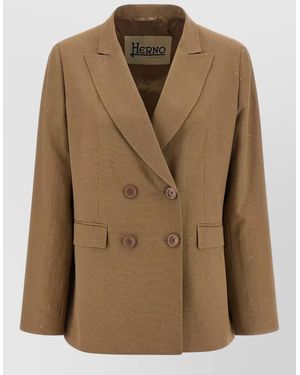 Herno Sequin Tailored Blazer Jacket Back Vent - Natural