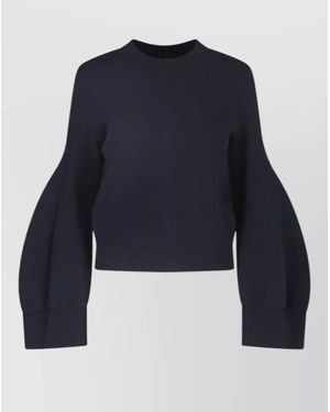 Sacai Cropped Balloon-Sleeve Sweatshirt - Blue