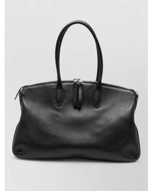 Borsalino Grainy Leather Shoulder Bag - Black