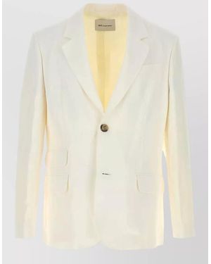 Ami Paris Viscose Blend Tailored Blazer Notch Lapel - Natural