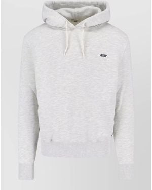 Autry Hooded Sweatshirt Drawstring Hood Ribbed Cuffs - White