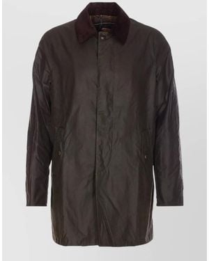 Barbour Waxed Trench Coat And Pockets - Gray