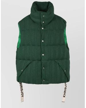 Khrisjoy Knitted Padded Bodywarmer High Collar Straps - Green