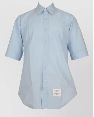 Thom Browne Short Sleeve Poplin Shirt Chest Pocket - Blue