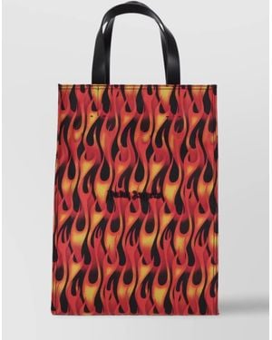 Palm Angels Flame Logo Rectangular Tote Bag - Red