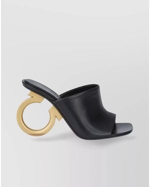 Ferragamo Leather Heel Mules - Black