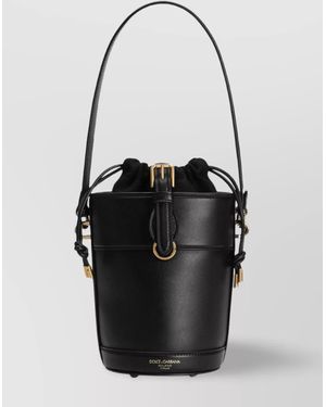 Dolce & Gabbana Capri Bucket Bag Canvas Leather - Black